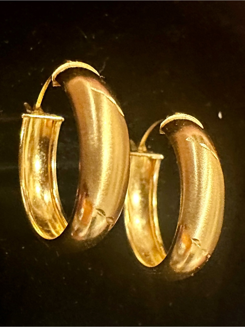 THICK WIDE 10K Solid Gold Hoop Earrings solid 10K thick hoops hoop earrings
